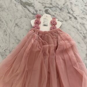COPY - Pink Tulle Dress with Floral Straps
